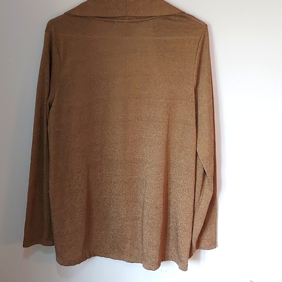 Lauren Ralph Lauren Open Front Cardigan Gold Metallic Shimmery Women's L - Picture 3 of 3